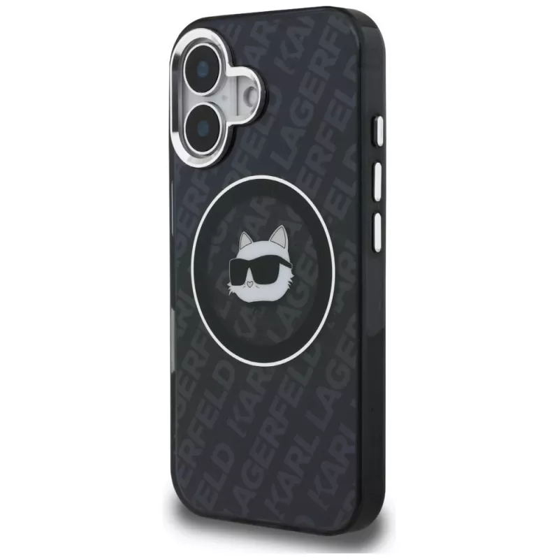 Karl Lagerfeld IML Choupette Head Logo MagSafe Case für iPhone 16, Schwarz