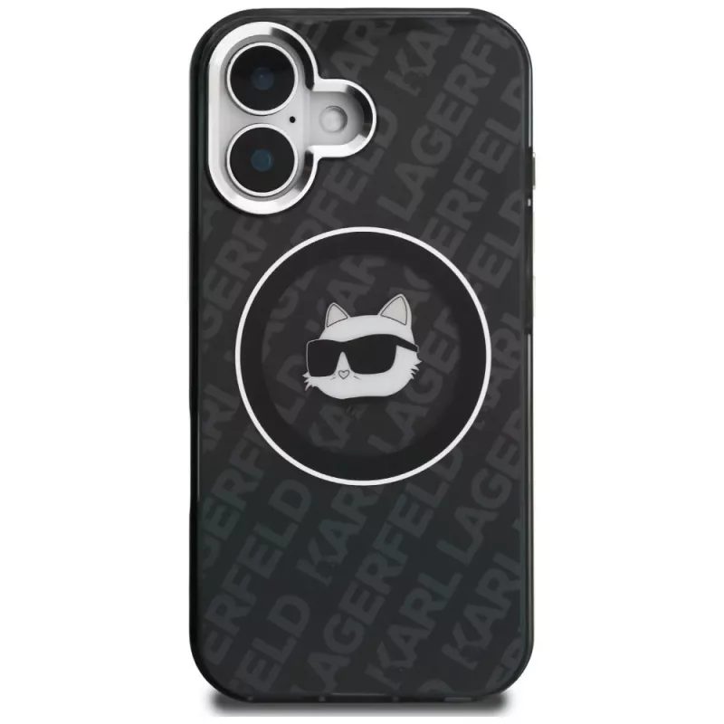 Karl Lagerfeld IML Choupette Head Logo MagSafe Case für iPhone 16, Schwarz