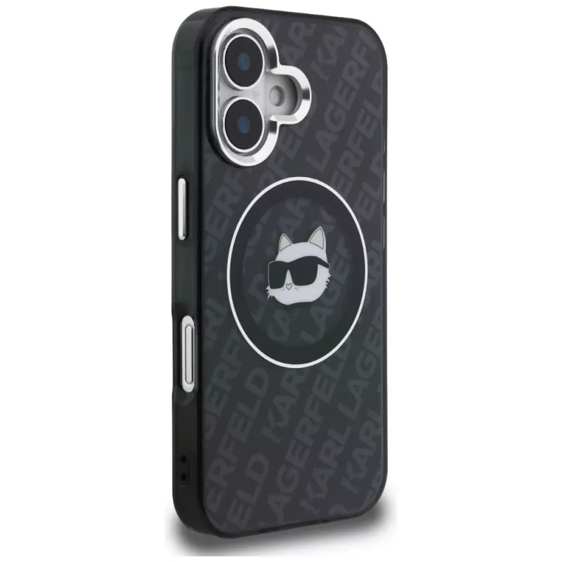 Karl Lagerfeld IML Choupette Head Logo MagSafe Case für iPhone 16, Schwarz