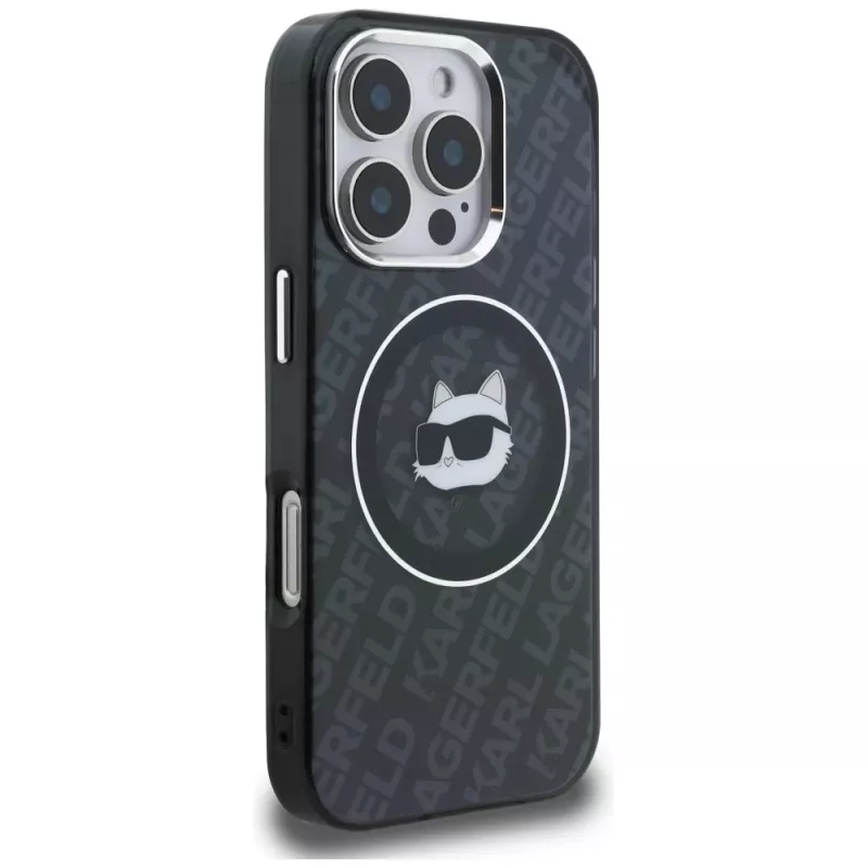 Karl Lagerfeld IML Choupette Head Logo MagSafe Case für iPhone 16 Pro, Schwarz
