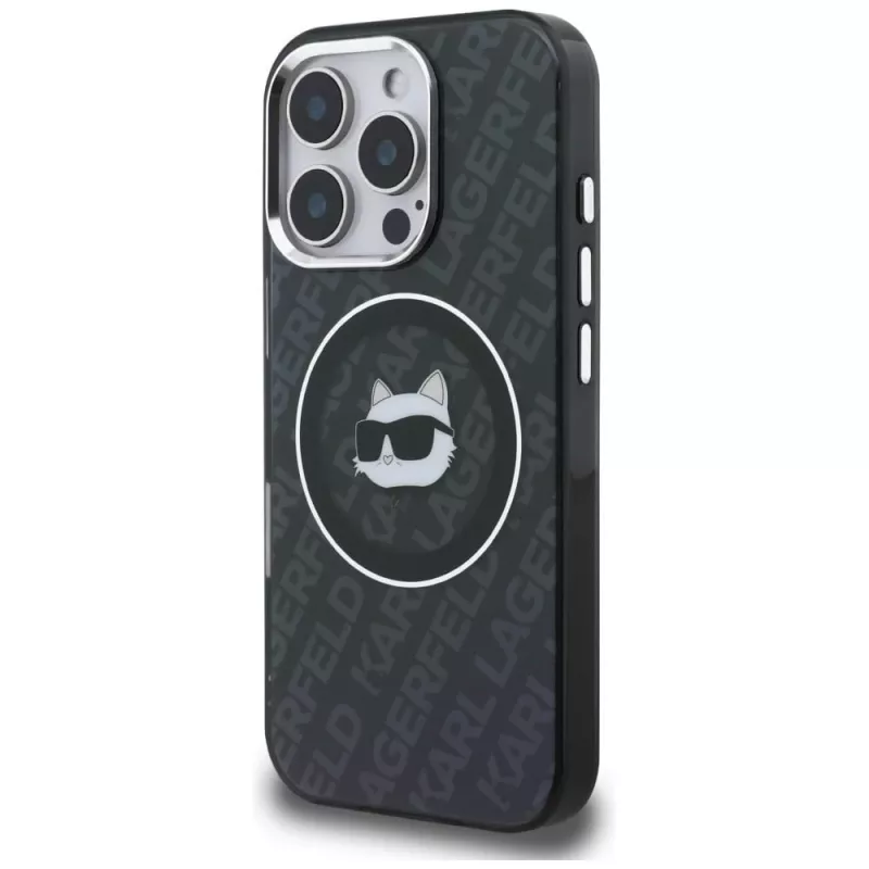 KARL LAGERFELD IML Choupette Head Logo MagSafe Case für Apple iPhone 16 Pro Max, Schwarz