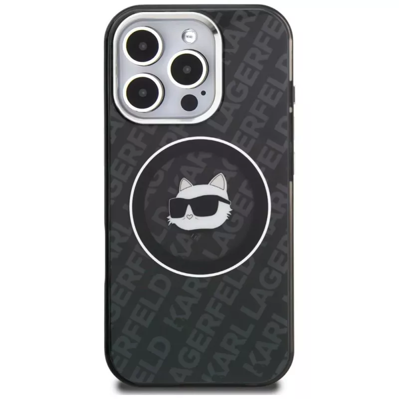 KARL LAGERFELD IML Choupette Head Logo MagSafe Case für Apple iPhone 16 Pro Max, Schwarz