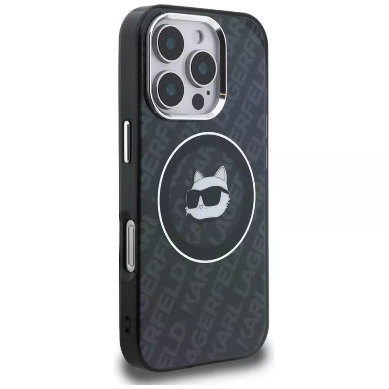 KARL LAGERFELD IML Choupette Head Logo MagSafe Case für Apple iPhone 16 Pro Max, Schwarz