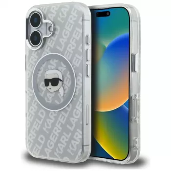 Karl Lagerfeld IML Karl Head Logo MagSafe Case für iPhone 16, Grau