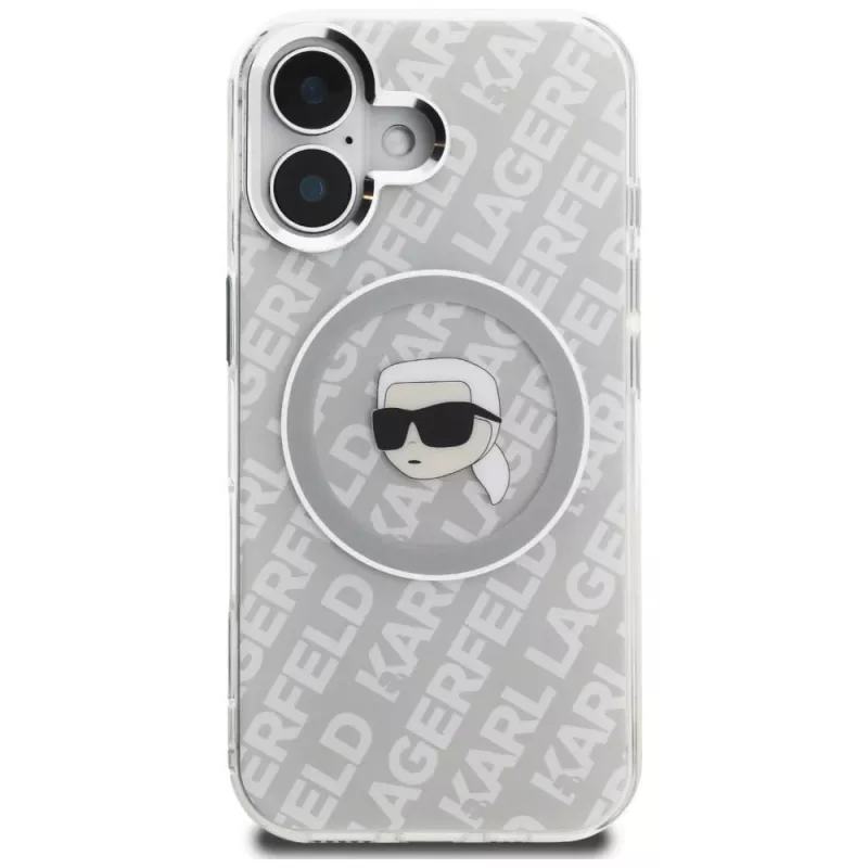 Karl Lagerfeld IML Karl Head Logo MagSafe Case für iPhone 16, Grau
