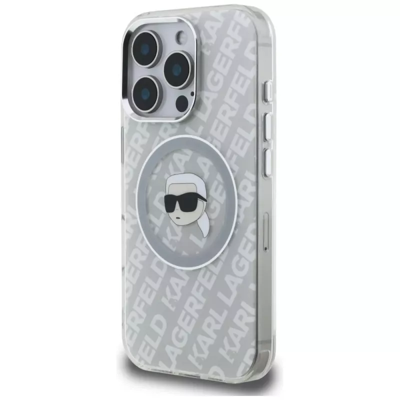 KARL LAGERFELD IML Karl Head Logo MagSafe Case für Apple iPhone 16 Pro, Grau