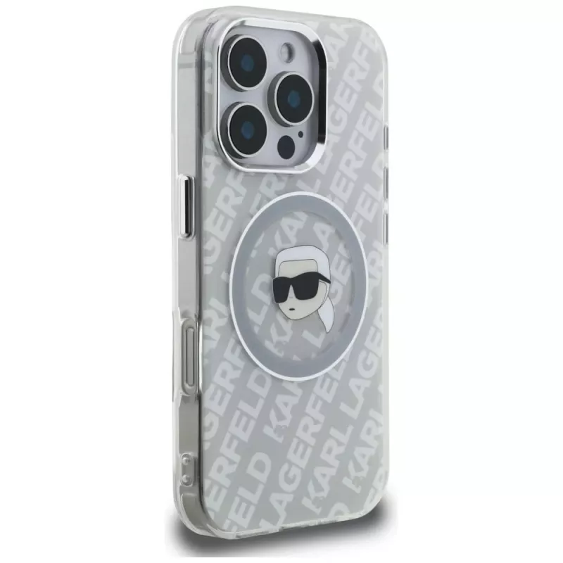 KARL LAGERFELD IML Karl Head Logo MagSafe Case für Apple iPhone 16 Pro, Grau