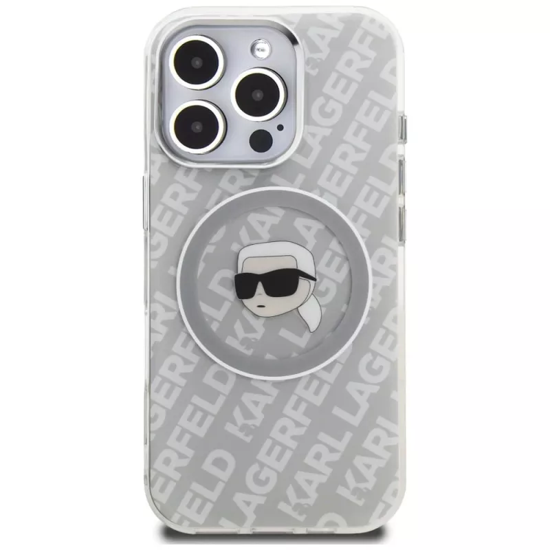 KARL LAGERFELD IML Karl Head Logo MagSafe Case für Apple iPhone 16 Pro Max - Grau