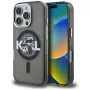 Karl Lagerfeld IML Glitter Karl & Choupette Sketch Logo MagSafe Case für iPhone 16 Pro Schwarz