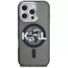 Karl Lagerfeld IML Glitter Karl & Choupette Sketch Logo MagSafe Case für iPhone 16 Pro Schwarz