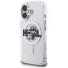 Karl Lagerfeld IML Glitter Karl & Choupette Sketch Logo MagSafe Case für iPhone 16, Transparent