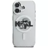 Karl Lagerfeld IML Glitter Karl & Choupette Sketch Logo MagSafe Case für iPhone 16, Transparent