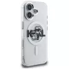Karl Lagerfeld IML Glitter Karl & Choupette Sketch Logo MagSafe Case für iPhone 16, Transparent