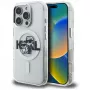 KARL LAGERFELD IML Glitter Karl & Choupette Sketch Logo MagSafe Case für iPhone 16 Pro, Transparent