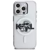 KARL LAGERFELD IML Glitter Karl & Choupette Sketch Logo MagSafe Case für iPhone 16 Pro, Transparent