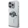 Karl Lagerfeld IML Glitter Karl & Choupette Sketch Logo MagSafe Case für iPhone 16 Pro Max Transparent