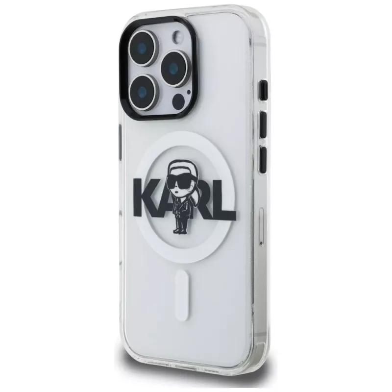KARL LAGERFELD IML Karl Sketch Logo MagSafe Case für Apple iPhone 16 Pro, Transparent