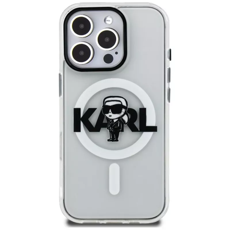 KARL LAGERFELD IML Karl Sketch Logo MagSafe Case für Apple iPhone 16 Pro, Transparent