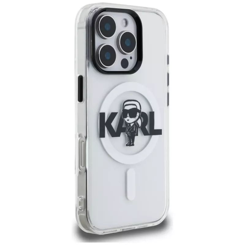 KARL LAGERFELD IML Karl Sketch Logo MagSafe Case für Apple iPhone 16 Pro, Transparent