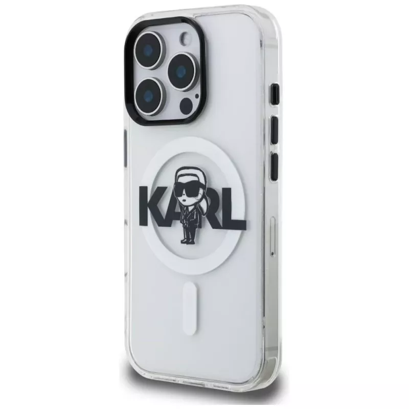 Karl Lagerfeld IML Karl Sketch Logo MagSafe Case für iPhone 16 Pro Max, Transparent