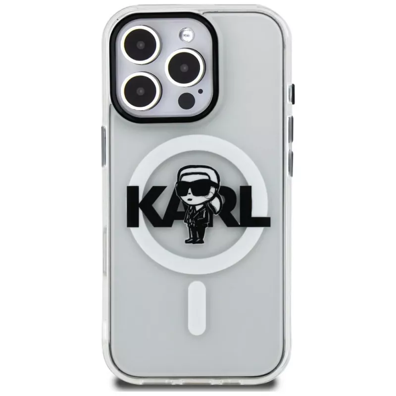 Karl Lagerfeld IML Karl Sketch Logo MagSafe Case für iPhone 16 Pro Max, Transparent