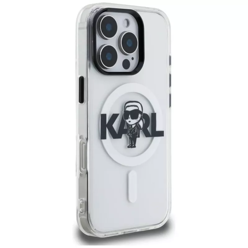 Karl Lagerfeld IML Karl Sketch Logo MagSafe Case für iPhone 16 Pro Max, Transparent
