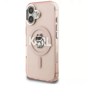 KARL LAGERFELD IML Choupette Sketch Logo MagSafe Case für iPhone 16 Pink