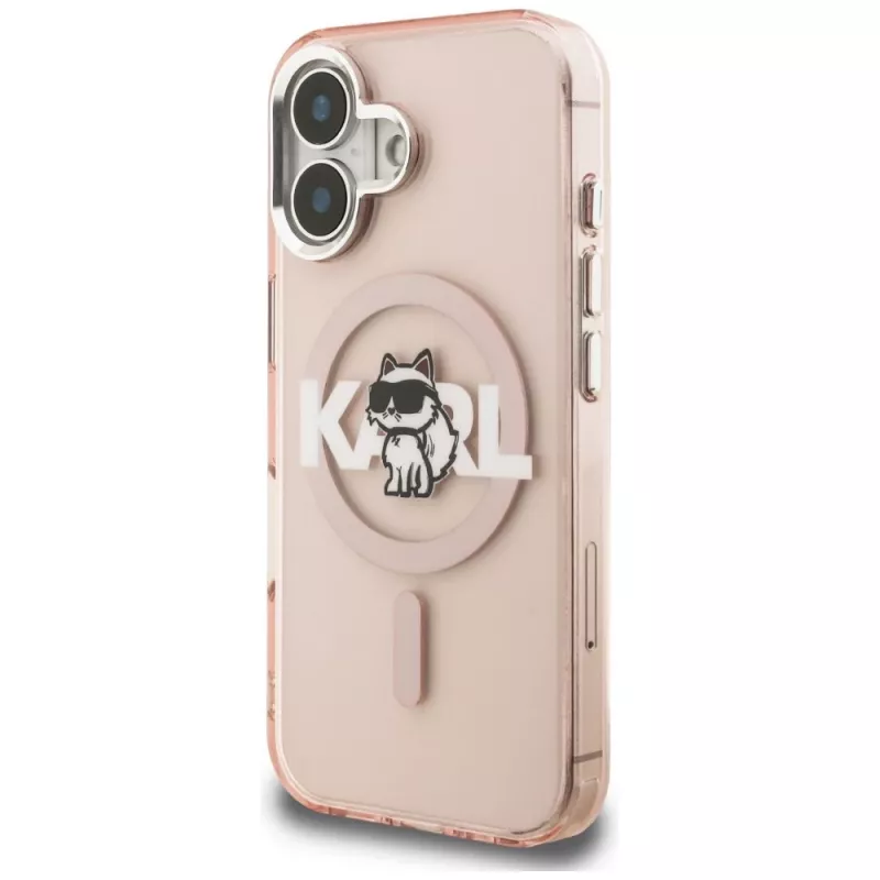KARL LAGERFELD IML Choupette Sketch Logo MagSafe Case für iPhone 16 Pink