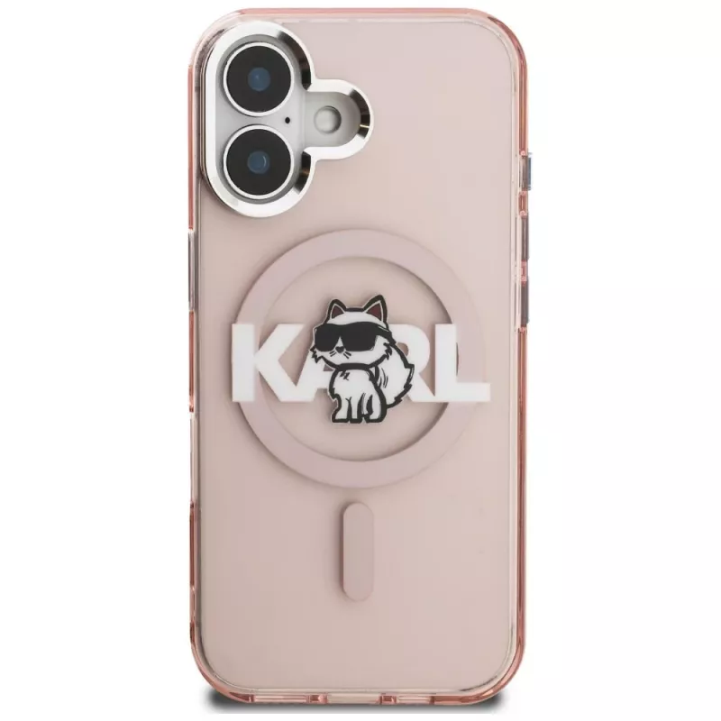 KARL LAGERFELD IML Choupette Sketch Logo MagSafe Case für iPhone 16 Pink