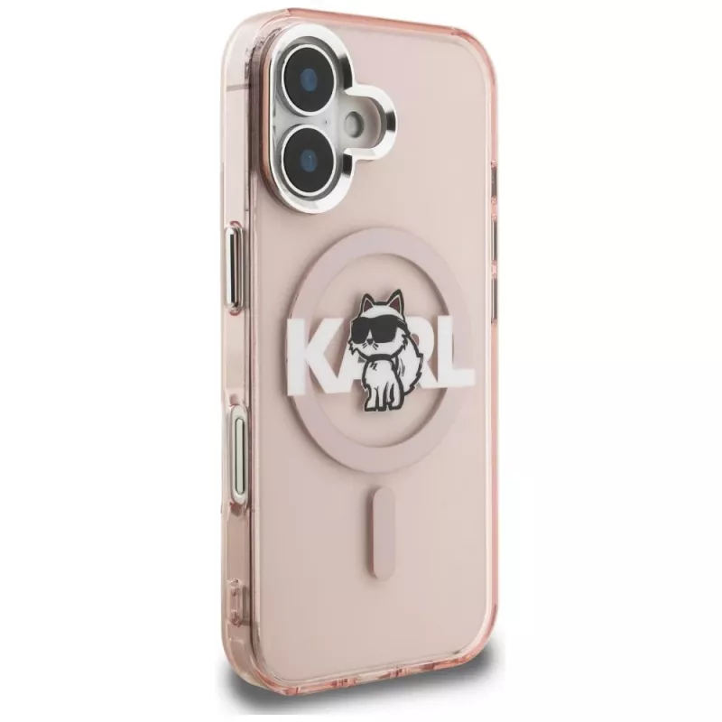 KARL LAGERFELD IML Choupette Sketch Logo MagSafe Case für iPhone 16 Pink