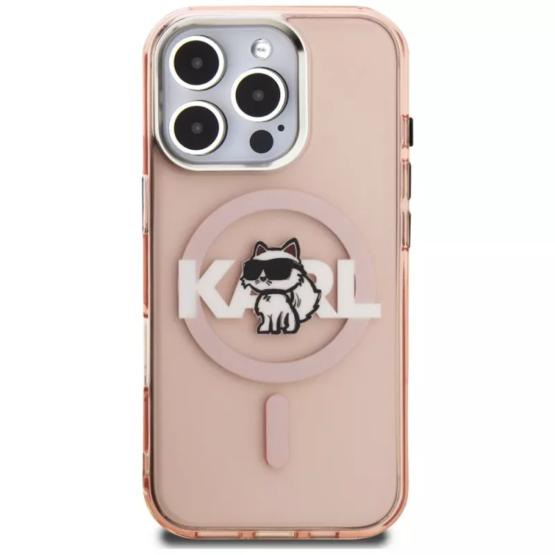 Karl Lagerfeld IML Choupette Sketch Logo MagSafe Case für iPhone 16 Pro Pink
