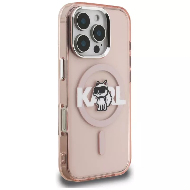 Karl Lagerfeld IML Choupette Sketch Logo MagSafe Case für iPhone 16 Pro Pink