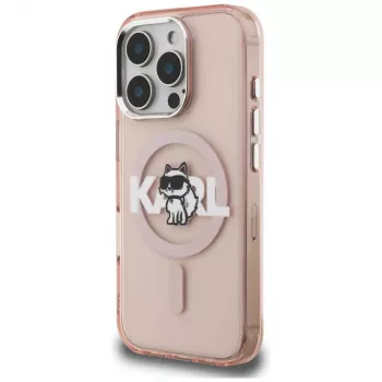 Karl Lagerfeld IML Choupette Sketch Logo MagSafe Case für iPhone 16 Pro Max, Pink