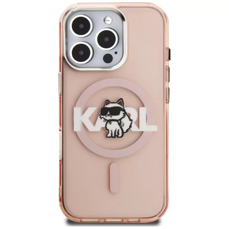 Karl Lagerfeld IML Choupette Sketch Logo MagSafe Case für iPhone 16 Pro Max, Pink