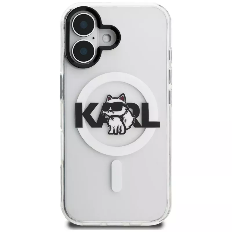 Karl Lagerfeld IML Choupette Sketch Logo MagSafe Case für iPhone 16, Transparent