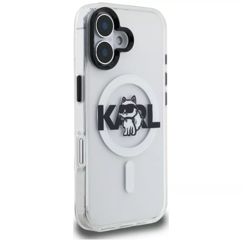 Karl Lagerfeld IML Choupette Sketch Logo MagSafe Case für iPhone 16, Transparent
