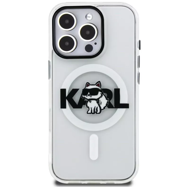 Karl Lagerfeld IML Choupette Sketch Logo MagSafe Case für iPhone 16 Pro, Transparent