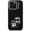 KARL LAGERFELD Silicone Karl & Choupette Sketch MagSafe Case für Apple iPhone 16 Pro Max, Schwarz