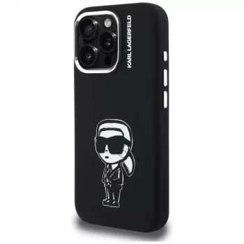 KARL LAGERFELD Silicone Karl Sketch MagSafe Case für Apple iPhone 16 Pro Max, Schwarz