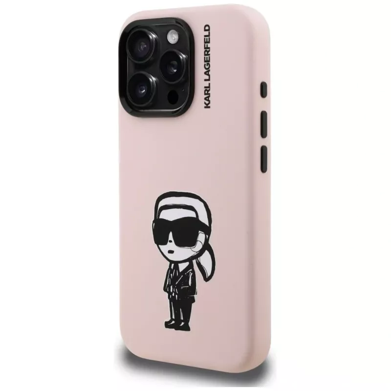 KARL LAGERFELD Silikon Karl Sketch MagSafe Case für iPhone 16 Pro Pink