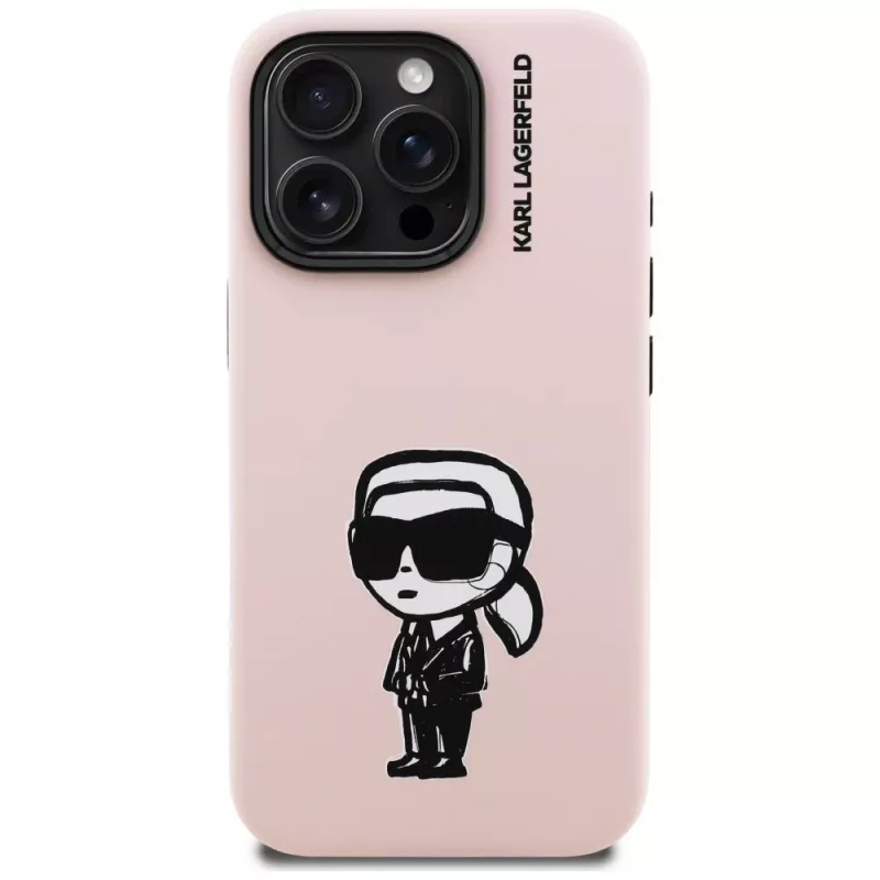 KARL LAGERFELD Silikon Karl Sketch MagSafe Case für iPhone 16 Pro Pink