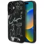 KARL LAGERFELD Grained Pattern & Logo MagSafe Case für iPhone 16, Schwarz