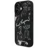 KARL LAGERFELD Grained Pattern & Logo MagSafe Case für iPhone 16, Schwarz
