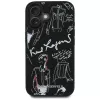 KARL LAGERFELD Grained Pattern & Logo MagSafe Case für iPhone 16, Schwarz
