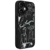 KARL LAGERFELD Grained Pattern & Logo MagSafe Case für iPhone 16, Schwarz