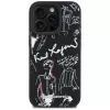 KARL LAGERFELD Grained Pattern & Logo MagSafe Case für iPhone 16 Pro Max Schwarz