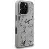 Karl Lagerfeld Grained Pattern & Logo MagSafe Case für Apple iPhone 16 Pro, Grau