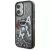 KARL LAGERFELD Liquid Glitter Choupette Logo Case für iPhone 16, Schwarz