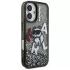 KARL LAGERFELD Liquid Glitter Choupette Logo Case für iPhone 16, Schwarz