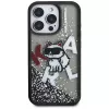 KARL LAGERFELD Liquid Glitter Choupette Logo Case für Apple iPhone 16 Pro Max - Schwarz